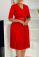 Women's Summer Fashion V-Neck Solid Color Plus Size Pleated African Dress