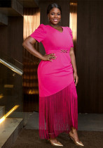 Spring And Summer Tassel Women's Half Sleeve Formal Party Dress