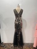 Women's Sleeveless Sequin Mesh Fishtail Evening Dress