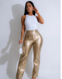 Women Style crocodile pattern PU-Leather Pants