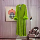 Plus Size Women Round Neck Ostrich Feather Dress
