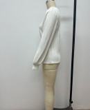 Women long-sleeved lace v-neck Casual shirt