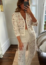 Women knitting hollow Top and Pants Two Piece Set