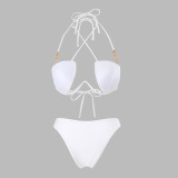 Women Sexy Solid Halter Neck Two Pieces Swimwear