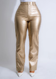Women Style crocodile pattern PU-Leather Pants
