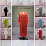 Plus Size Women Round Neck Ostrich Feather Dress