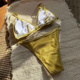 Women Sexy Sequin Lace Halter Neck Two Pieces Swimwear
