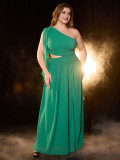 Women Solid One Shoulder Chic Elegant Maxi Dress