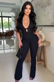 Women summer Halter Neck lace-up backless sexy Bell Bottom Jumpsuit