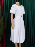 Plus Size Women's Summer Fashion Bubble Chic A-Line High Waist African Dress