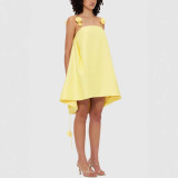 Spring Summer Strap Casual Loose Holidays Women's Satin Dresses