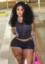 Fashion Printed Short Sleeves Tank Top Shorts Two Piece Set Fashion Printed Short Sleeves Tank Top Shorts Two Piece Set