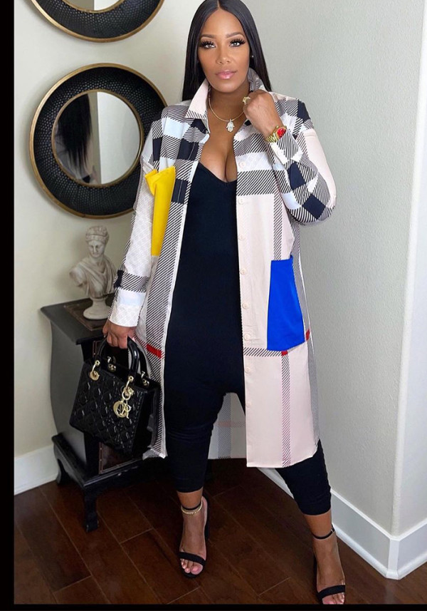 Long Sleeve Color Striped Print Shirt Dress