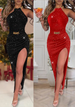 Women's Strap Heart Hollow Strap Drawstring Dress