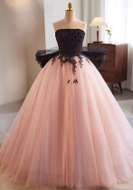 Women pink Strapless evening dress Formal Party elegant tutu（Processing time need 3-6 days）