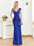 Women sequined formal party sexy fishtail evening dress