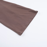 Women Spring Slash Shoulder Lace-Up Crop Top and Two Piece Set