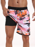 Men's multi-pocket printed beach shorts