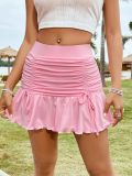 Women sexy Solid Spring Summer ruffled Bodycon skirt