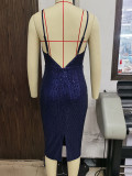 Women Sexy Backless Sequin Strap Dress
