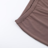 Women Spring Slash Shoulder Lace-Up Crop Top and Two Piece Set