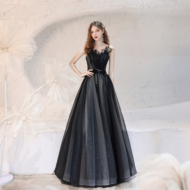 Women black annual meeting dinner evening dress(Processing time need 3-6 days)