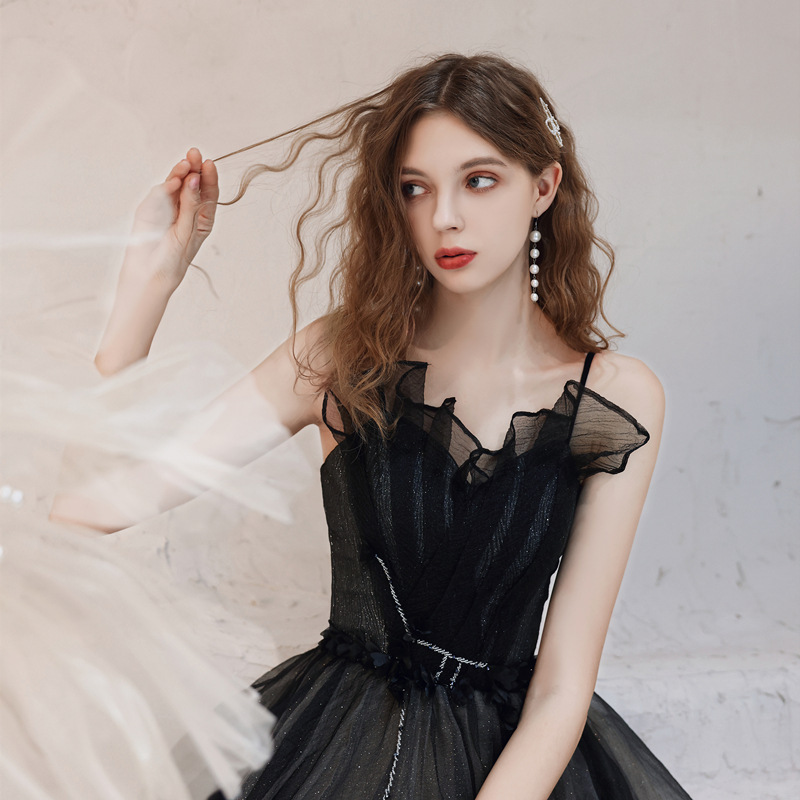 Women black annual meeting dinner evening dress(Processing time need 3-6 days)