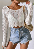 Women Summer Beach Solid Knitting Beach Blouse