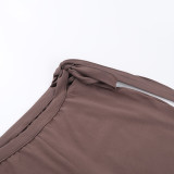 Women Spring Slash Shoulder Lace-Up Crop Top and Two Piece Set