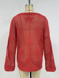 Women Spring and Summer Round Neck Beach Knitting Five-pointed Star Blouse