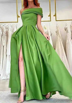 Women one-shoulder elegant ball high slit evening dress(Processing time need 3-6 days) Women one-shoulder elegant ball high slit evening dress(Processing time need 3-6 days)