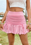 Women sexy Solid Spring Summer ruffled Bodycon skirt