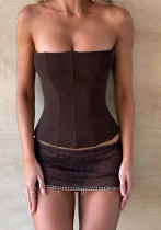 Women Summer Sexy Strapless Sling Top