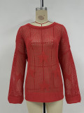 Women Spring and Summer Round Neck Beach Knitting Five-pointed Star Blouse