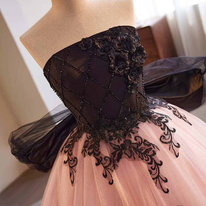 Women pink Strapless evening dress Formal Party elegant tutu(Processing time need 3-6 days)