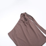 Women Spring Slash Shoulder Lace-Up Crop Top and Two Piece Set