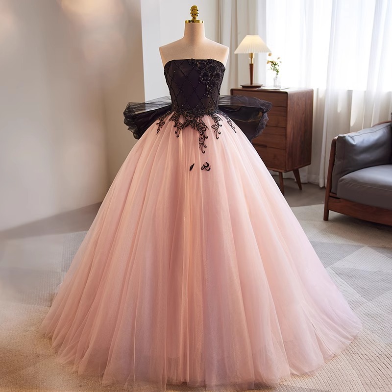 Women pink Strapless evening dress Formal Party elegant tutu(Processing time need 3-6 days)