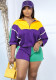 Women Color Block Patchwork Top and Shorts Two Piece Set