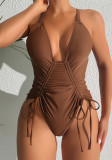 Sexy Solid Color One Piece Swimsuit