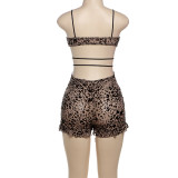 Spring Summer Print Low-Cut Lace-Up Tight-Fitting Jumpsuit For Women