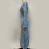 Women beach dress Solid sexy Backless Knitting hollow dress
