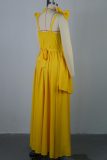 Women spring bow suspender v-neck ruffle dress