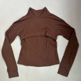 Solid Color Zipper Jacket Sports Running Fitness Leggings Two-Piece Yoga Suit