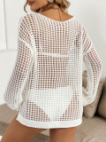 Women Bikini Mesh Hollow Knitting Beach Blouse