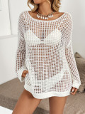Women Bikini Mesh Hollow Knitting Beach Blouse