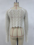 Women Summer Beach Solid Knitting Beach Blouse