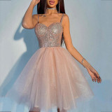 Women pleated party shiny Mini dress（Processing time need 3-6 days）