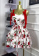 Women's Spring Sleeveless Print Strap Bow Lace-Up Ruffled Short Dress