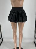 Women Glitter Mini Pleated Solid Bubble Skirt