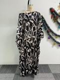 Women Print Lace-Up Slash Shoulder Dress